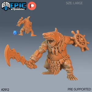 6K Resin 32mm Epic Miniatures Shark Folk Brute Attack (Large) for D&D, Role-Play - Picture 1 of 1