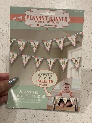 Banner decorativo de primeiro aniversário para meninas - Imagem 1 de 3