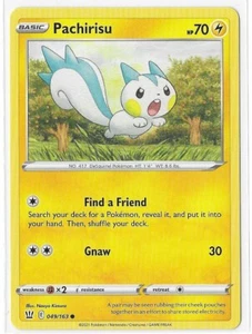 2021 Pokemon Sword & Shield Battle Styles Pachirisu 049/163 Common Regular - Picture 1 of 2