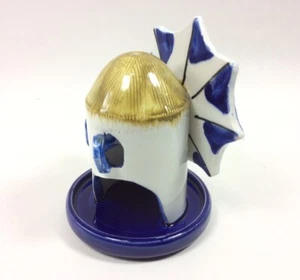 Blue & White Ceramic Windmill Tealight Candle Holder Décor - Imagen 1 de 6