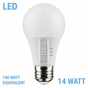 Satco S11773 LED 120V 14W =100W A19 Medium E26 CCT Selectable 3000K 4000K 5000K - Picture 1 of 12