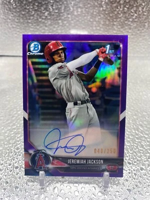 JEREMIAH JACKSON 2018 Bowman Chrome Purple Refractor Auto #/250 ORIOLES - Image 1 of 2