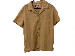 Aeropostale Resort Men's Medium Beige Button Up Short Sleeve Shirt Flax Cotton - Picture 1 of 5