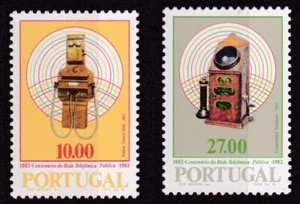 PORTUGAL #1536-1537 MNH CENTENARY OF THE TELEPHONE (EARLY TELEPHONES 1882/1887) - Picture 1 of 1