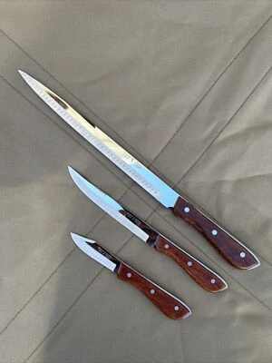 Cuchillo utilitario Regent Swords borde de iluminación acero inoxidable 10,5” 6” 3” mango de madera Foto 1 de 4