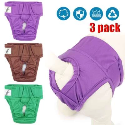 Pack -3pcs Dog Diapers Female Pet LEAK PROOF Waterproof Washable Small Large Pet - Image 1 of 4