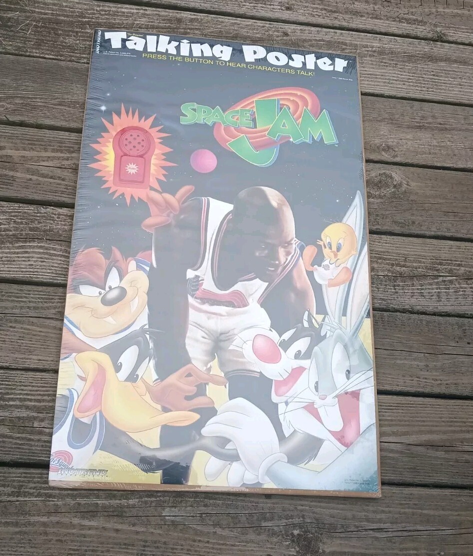 １９９６　激レア未開封　ジョーダンスペースジャム　トーキングポスター　82Ｘ50 1996 激レア未開封 ジョーダンスペースジャム トーキング