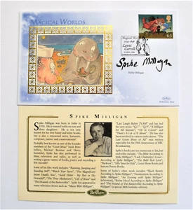 Estampillas Británicas 98 Mundos Mágicos Primer Día Cubierta Firmada por Spike Milligan - Imagen 1 de 2