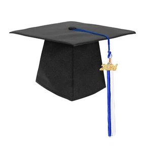 Black Graduation Cap with Double Color Tassel 2024 for High School & Bachelor - Picture 1 of 4