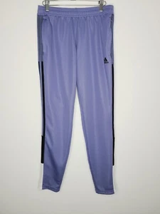 adidas Pants Womens Medium Light Blue Trim Black Stripe Zipper Pockets and Ankle - Picture 1 of 10