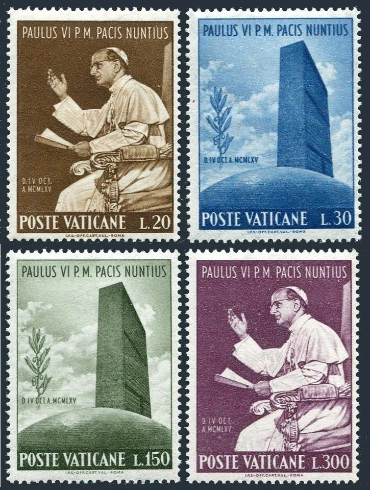 Vatican 416-419,MNH.Michel 483-486. Visit of Pope Paul VI to the UN.1965. - Image 1 of 1
