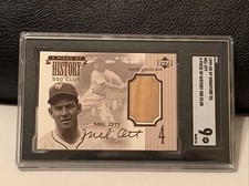 1999 UD A PIECE OF HISTORY MEL OTT “500 HOME RUNS CLUB* GAME USED BAT SP  SGC 9
