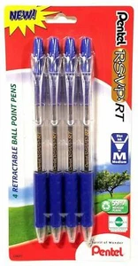 NEW 4-PACK Pentel RSVP RT Retractable Ballpoint Pen BLUE Ink 1.0mm BK93 23695 - Picture 1 of 2