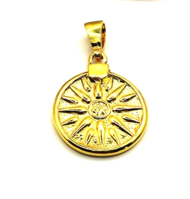 Colgante hecho a mano moneda griega antigua sol vergina plata esterlina 925 chapado en oro Foto 1 de 4