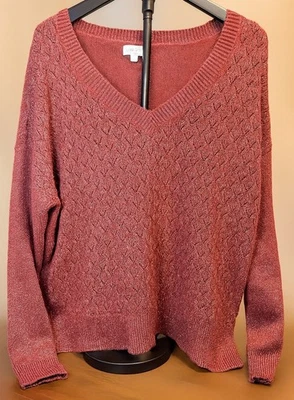 Suéter para mujer Lucky Brand tejido metálico cuello en V XL nuevo sin etiquetas Foto 1 de 4