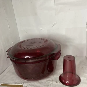 Vintage Tupperware 200C Cranberry 4-teiliges Mikrowellen-Stapelkocher-Set wie abgebildet - Bild 1 von 9