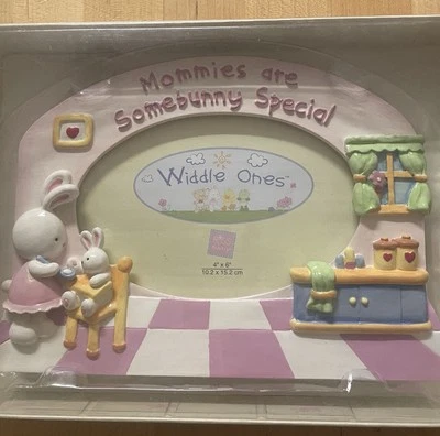 Baby Frame Widdle Ones Russ Baby4x6 Mommies Dad Mom Shower Gift Vtg Hand Painted - Image 1 of 4