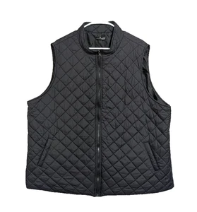 Emily Rose Diamond Quilt Vest Women's Size 5X Black Full Zip Puffer Lagenlook - Picture 1 of 15