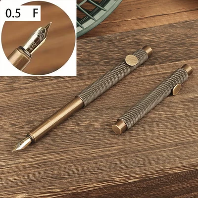 Mini pluma estilográfica de bolsillo de latón pluma F - se extiende a tamaño completo, pluma de viaje compacta Foto 1 de 4