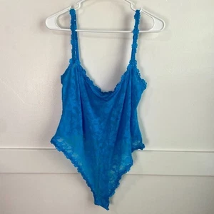 NWOT SKIMS Mykonos Blue Stretch Lace Intimates Thong Bodysuit Size 3X - Picture 1 of 8