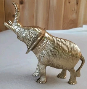 Metall goldfarben Elefant Figur geätzt Skulptur Dekor 7,5" - Bild 1 von 10