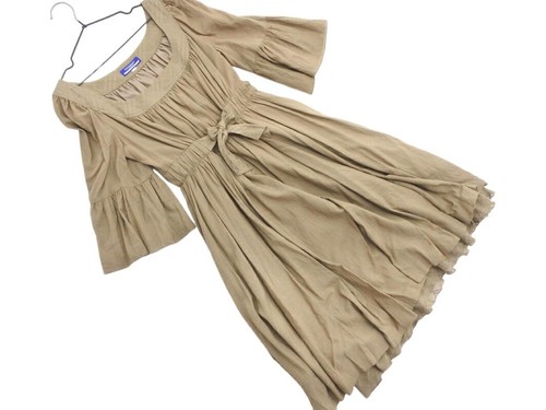 Abito Burberry blu etichetta misto seta linea A beige taglia 38