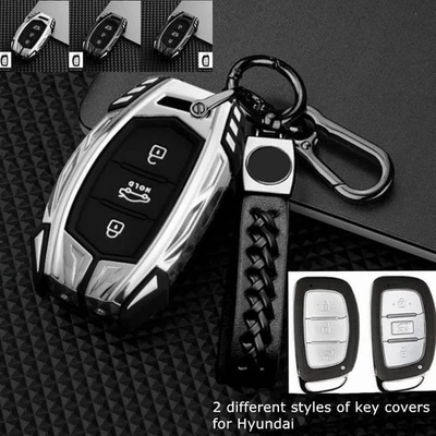 Zinc Alloy Car Remote Key Fob Cover Case Bag For Hyundai Elantra Sonata Tucson - Image 1 of 4
