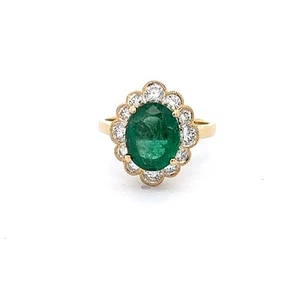 Über 2,50 Karat Sambischer Smaragd Gelbgold Diamant Ring - Bild 1 von 5