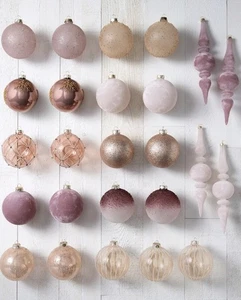 BALSAM HILL Winter Wishes ORNAMENTS SET - 25 PCS Rose GOLD W/ OG BOX - Picture 1 of 5