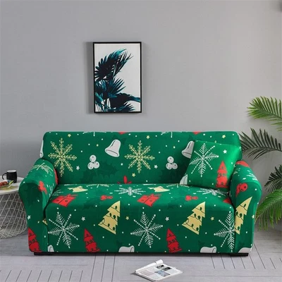 Christmas Sofa Cover Printed Couch Cover Stretch Spandex Furniture Protector - Image 1 of 4