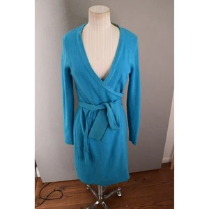 Diane von Furstenberg Kaschmir Wickelkleid Damen klein blau Strick mit Gürtel - Bild 1 von 8