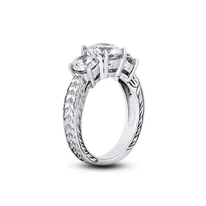 1 1/4ct H SI1 Round Natural Diamonds 950 Plat. Vintage Style Engagement Ring - Picture 1 of 13
