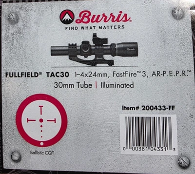 Burris Fullfield TAC30 1-4x24 con Fastfire 3 puntos rojos y montaje en voladizo PEPR Foto 1 de 4