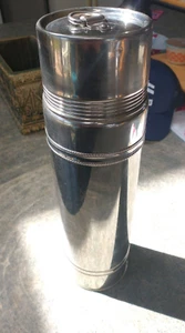 Antique Icy Hot Bottle Co. Vacuum Bottle Cork Stopper Stainless Steel C. 1915 - Picture 1 of 13