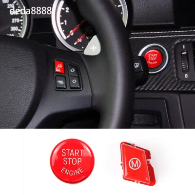 Volante rojo M & Botón de arranque para BMW Serie 3 M3 E90 E92 E93 2007-13 Foto 1 de 4