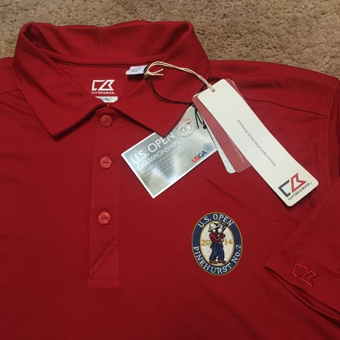 Cutter & Buck Golf Shirt US Open 2014 Pinehurst NWT polo red new sz L Cover