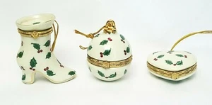 Formalities Baum Bros 3 Holiday Ornament Hinged Boxes Ivory & Gold Collection - Picture 1 of 4