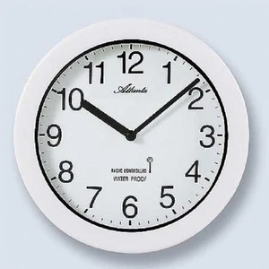 Pendule radio-pilotée, étanche, support table, blanc Atlanta 458/0 Neuve - Picture 1 of 1