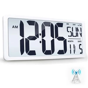 18.5" Extra Large Atomic Clock with Backlight Digital Wall Clock Battery Oper... - Picture 1 of 8