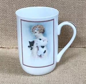Vintage Bessie Pease Gutmann Friendly Enemies Becher Tasse Kind Welpe Kätzchen süß - Bild 1 von 6