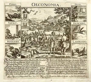 1703 Very Scarce Broadside, economics, trade, ‘OECONOMIA’, Johannes Meyer - Bild 1 von 3