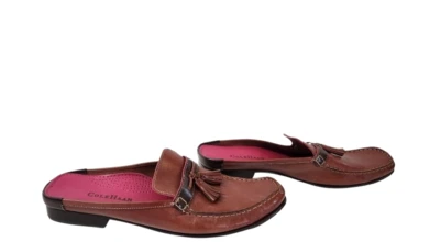 COLE HAAN Borla Moc Toe Couro Marrom Slides Mules Feminino Tamanho 10 M - Imagem 1 de 4