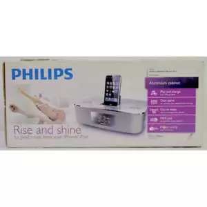 Phillips Station d'accueil Radio-réveil Système pour iPod/iPhone Argent/Gris - Photo 1 sur 7