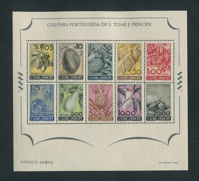 Portugal St. Thomas Sao Tome 1948 FRUITS PLANTS BLOCK #1 MNH, FVF - Imagem 1 de 2