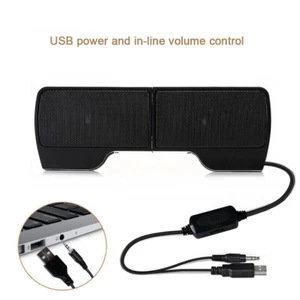 Stereo Sound Computer Speakers 3.5mm USB Clip-On Soundbar for Desktop Laptop PC - Picture 1 of 9