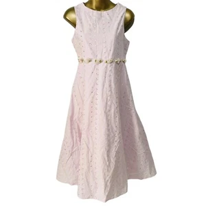 Bonnie Jean Girls Pink Dress Embroidered Flowers Sleeveless Lined Size 16 - Picture 1 of 7