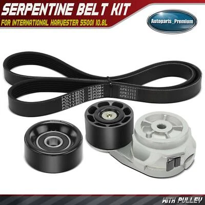 Kit de 3 componentes de transmisión por correa Serpentine para International Harvester 5500i 10,8 L Foto 1 de 4
