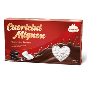 CONFETTI Crispo Cuoricini Mignon 1 kg Matrimonio Comunione Cioccolato Fondente - Foto 1 di 1