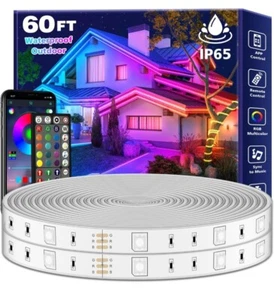 Aulimhti 60Ft Outdoor Waterproof RGB LED Strip Lights – Music Sync IP65 - Picture 1 of 7