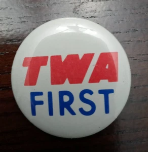Vintage TWA First Pin Advertising Souvenir  Badge 1 1/4" - Picture 1 of 3